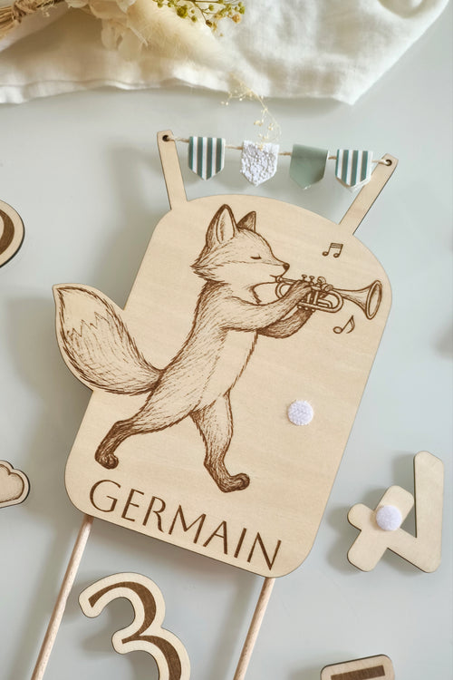 Cake topper réutilisable et personnalisable - Renard