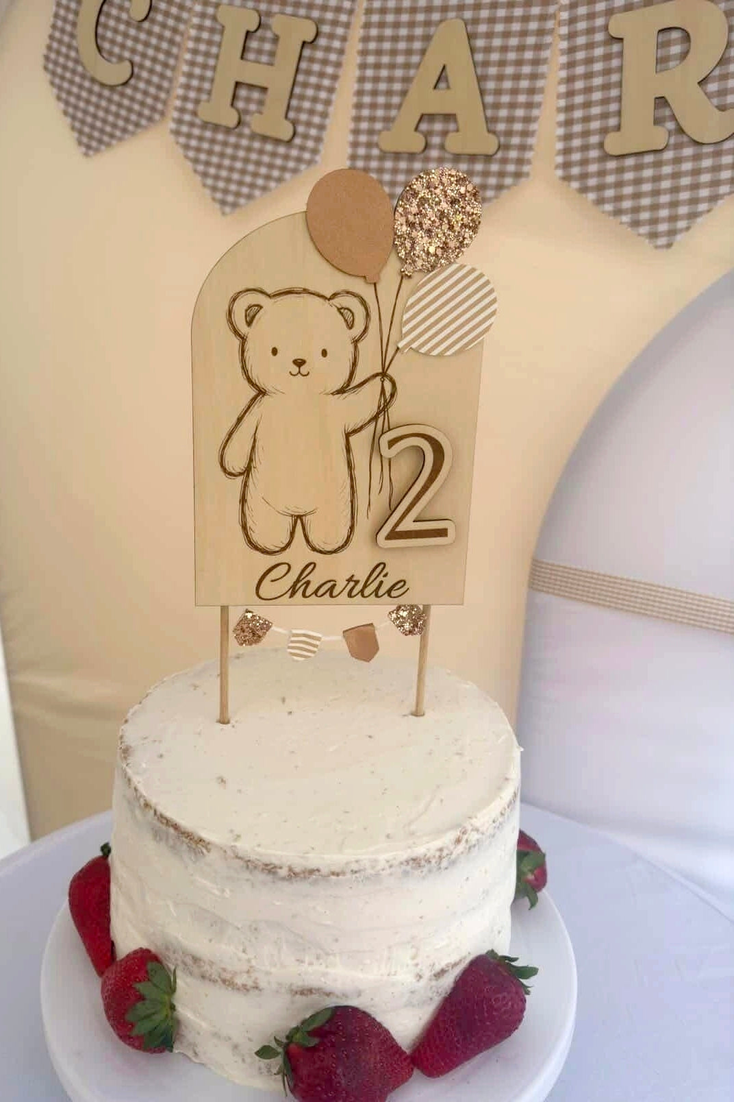 Cake topper réutilisable et personnalisable - Nounours