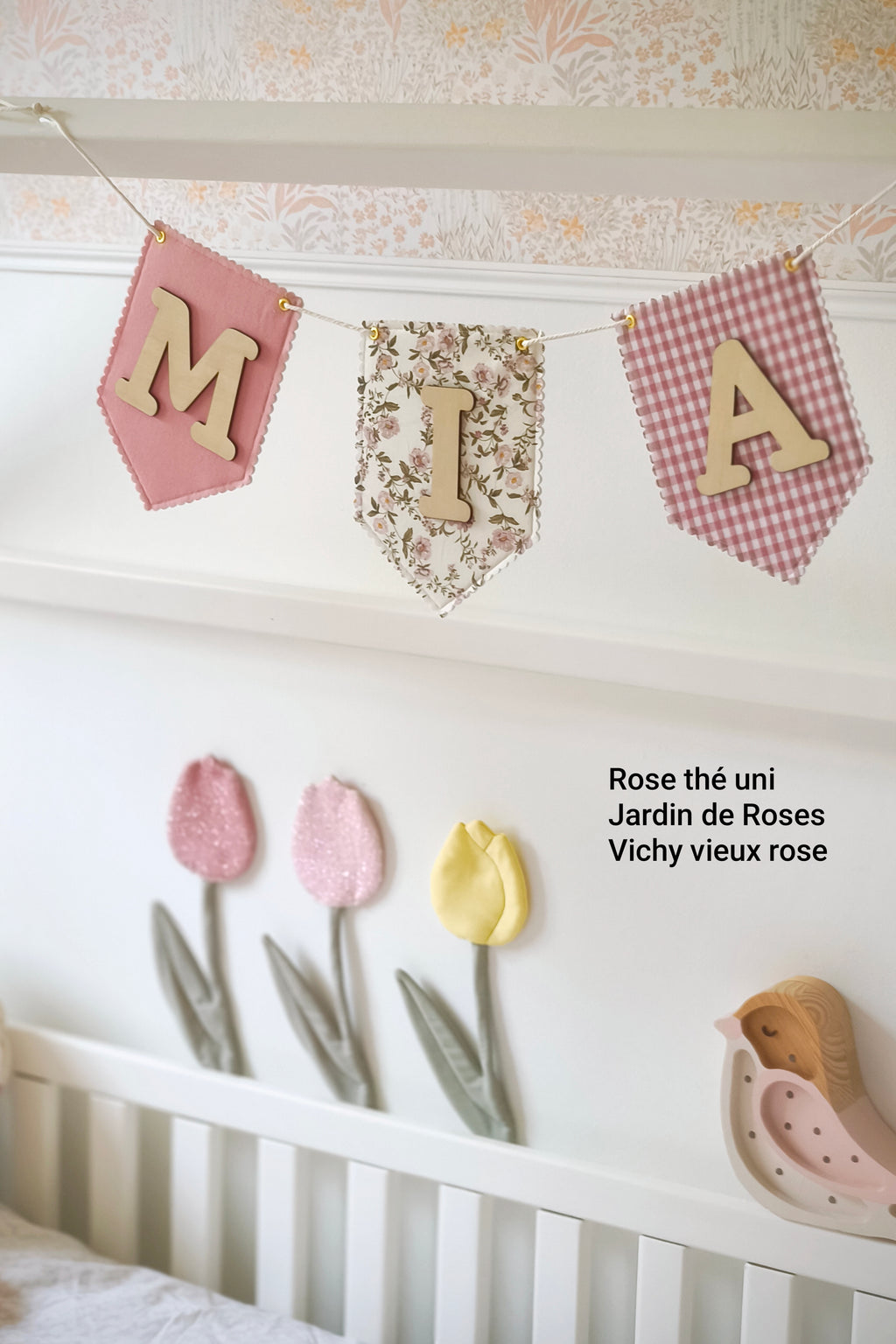 Guirlande prénom et tissus personnalisés