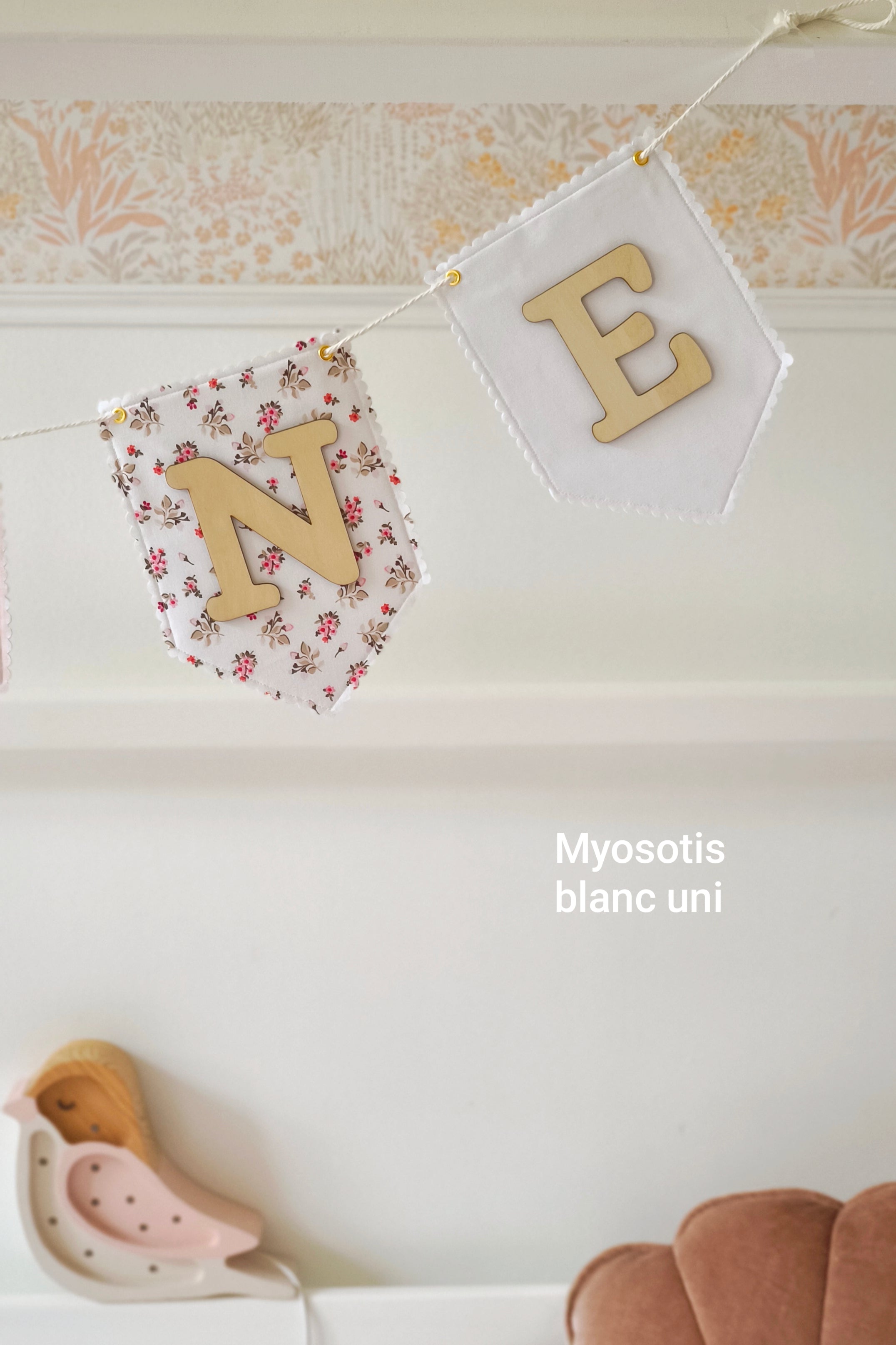 Guirlande prénom et tissus personnalisés