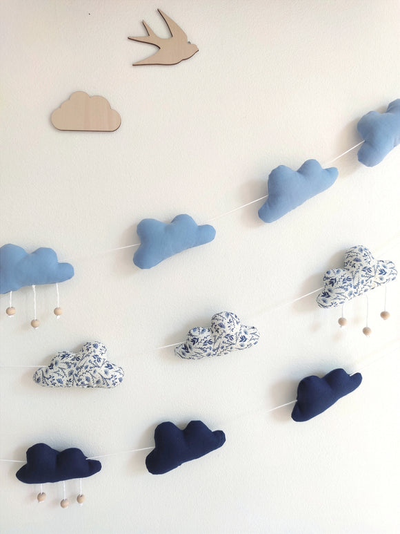 Guirlande nuages porte photos - Bleu
