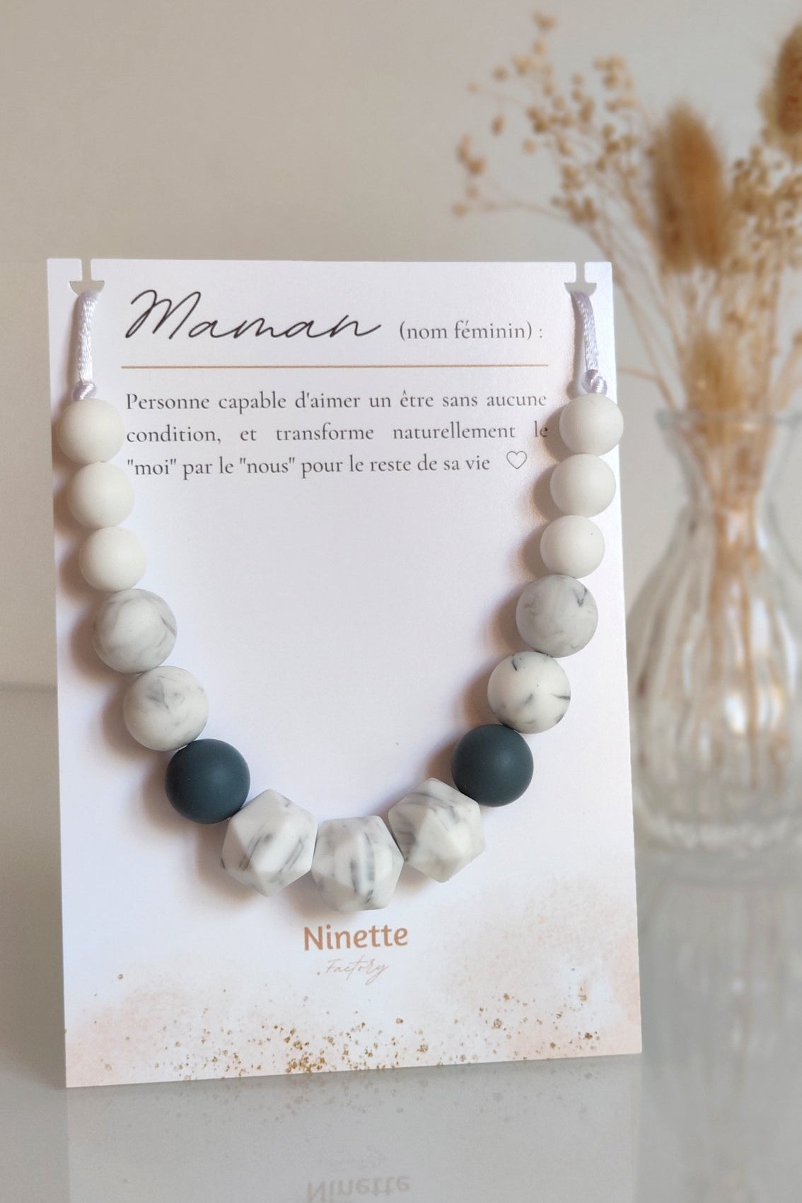 Collier d'allaitement - Gris marbré