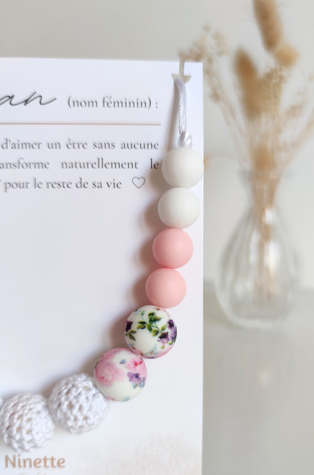 Collier d'allaitement - Hortensia rose