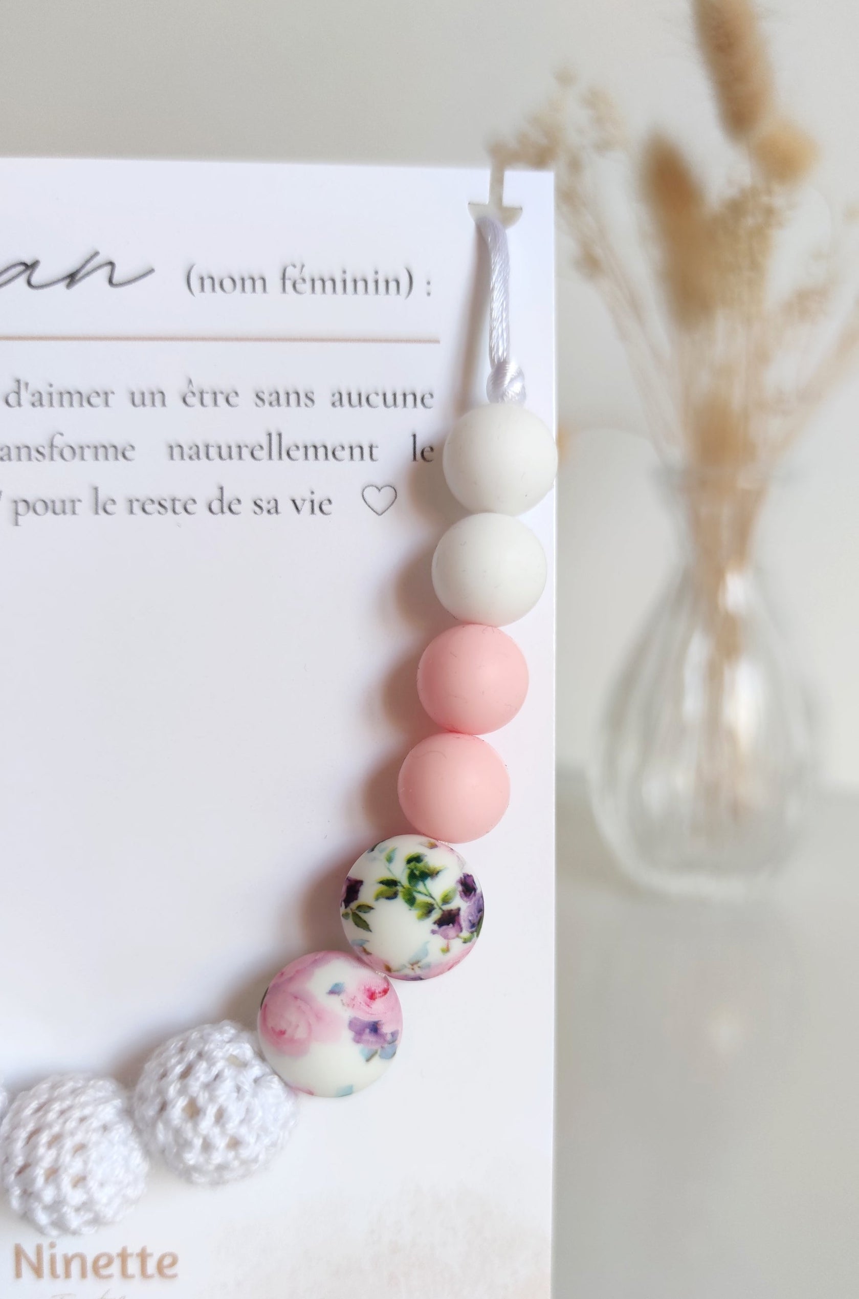 Collier d'allaitement - Hortensia rose