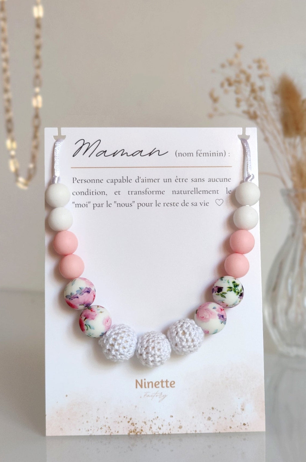 Collier d'allaitement - Hortensia rose