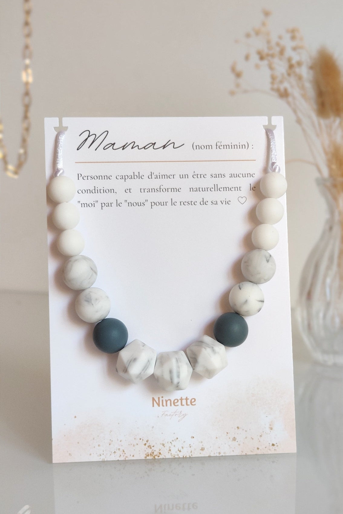 Collier d'allaitement - Gris marbré