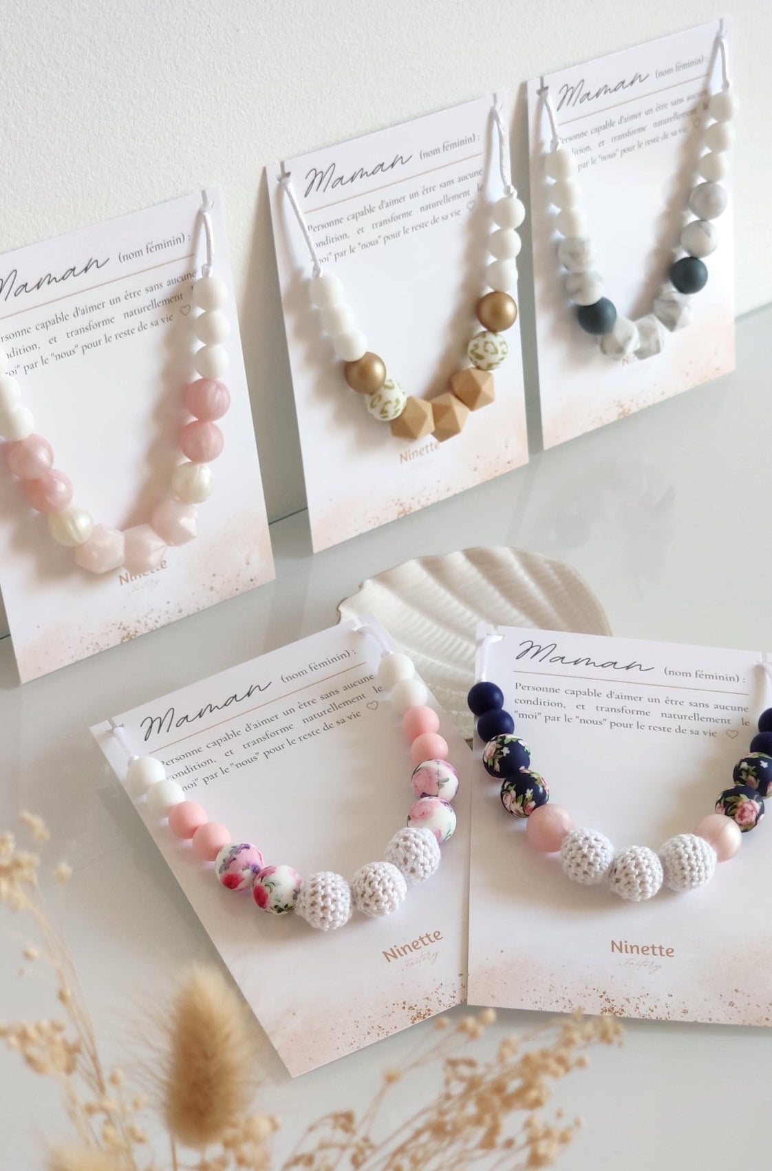 Collier d'allaitement - Rose nacré