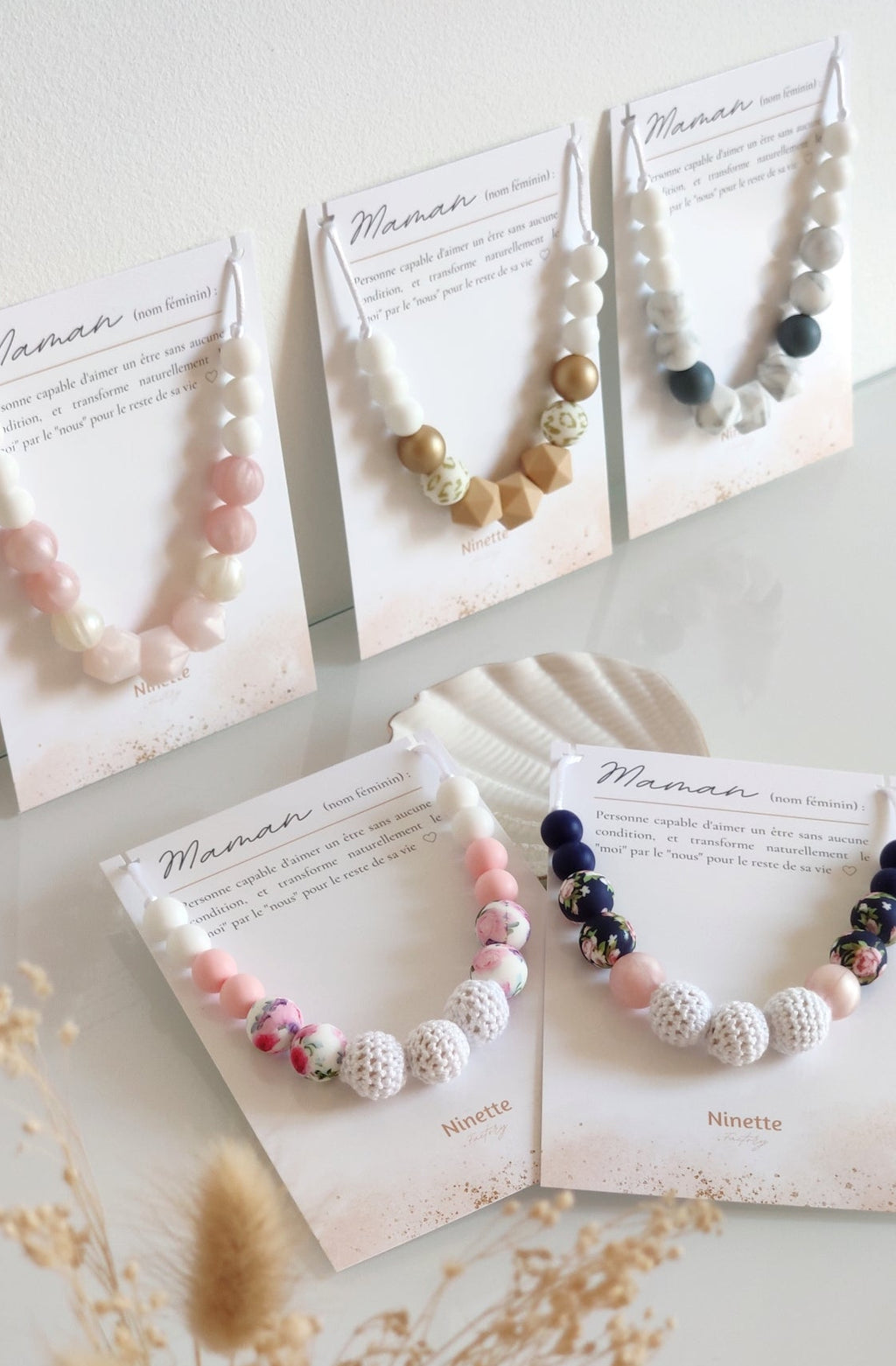 Collier d'allaitement - Gris marbré