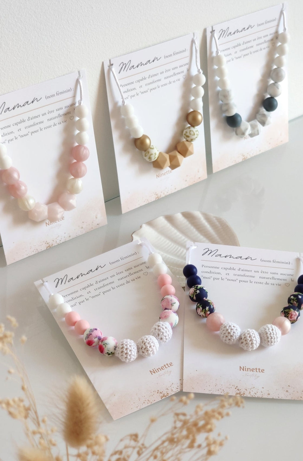 Collier d'allaitement - Hortensia rose