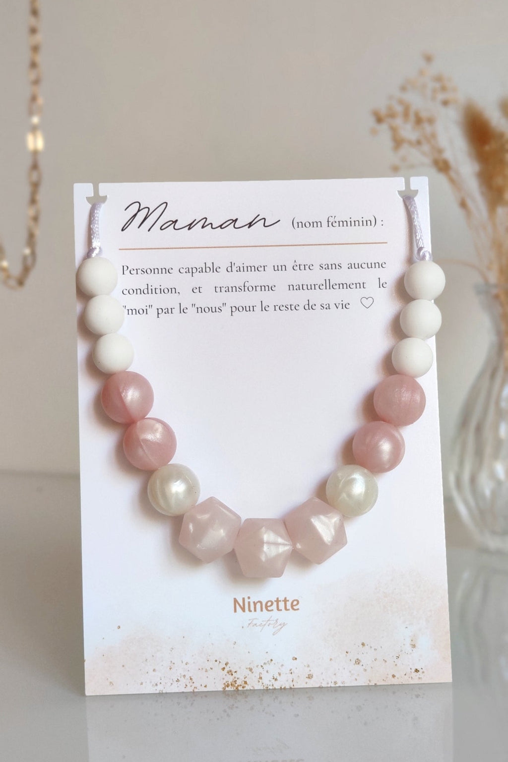 Collier d'allaitement - Rose nacré