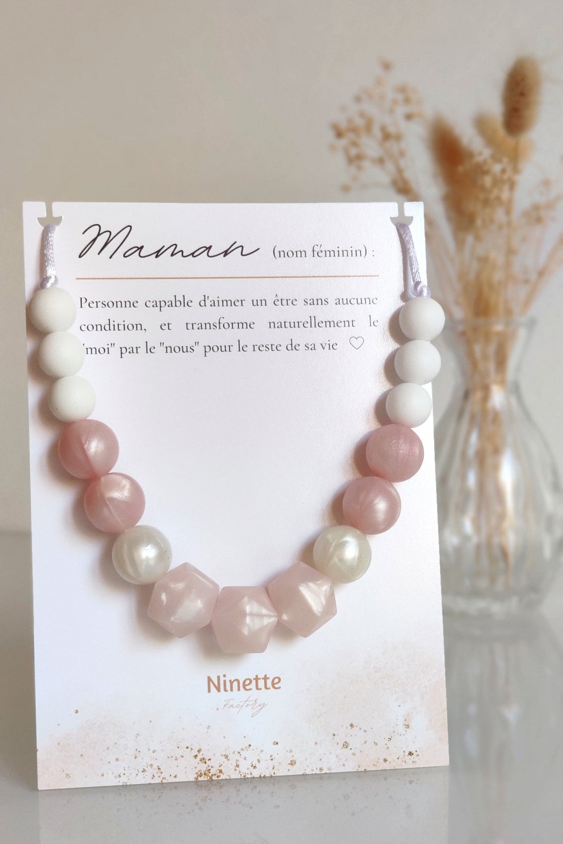 Collier d'allaitement - Rose nacré