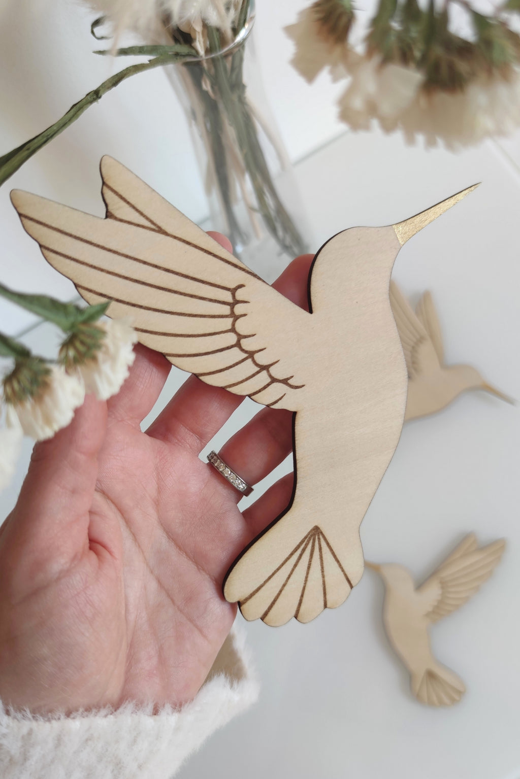 Forme en bois - Trio de colibris