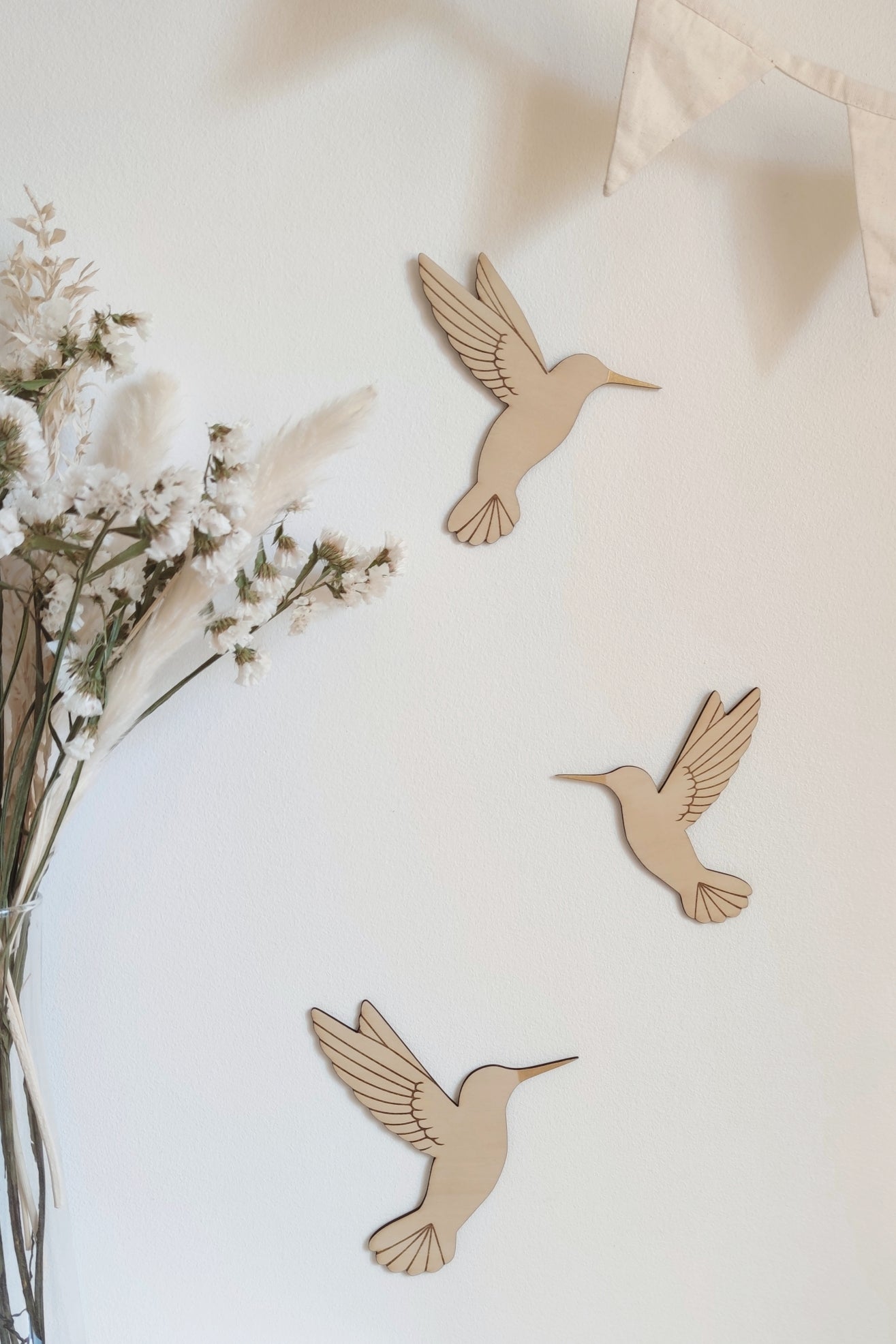 Forme en bois - Trio de colibris