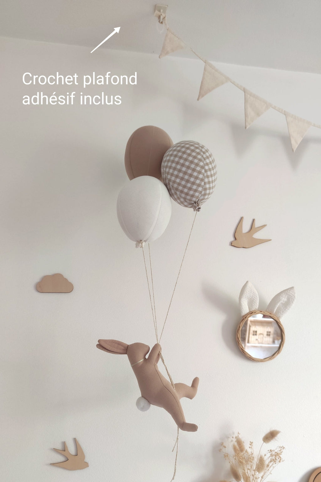 Lapin & ballons - Vichy Beige