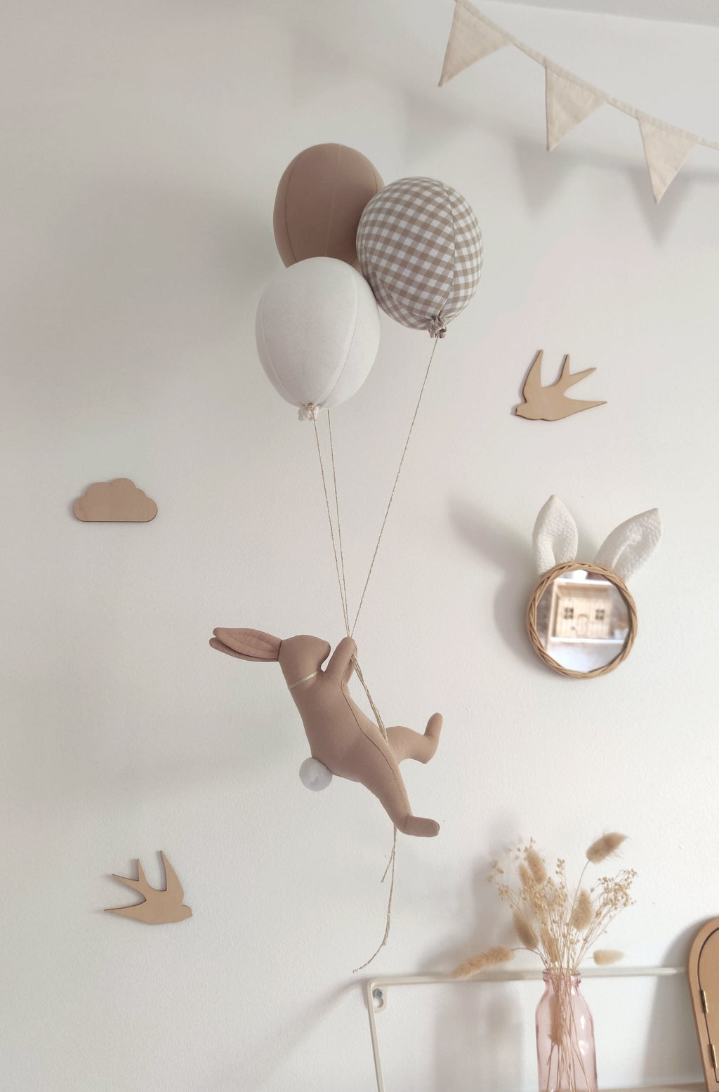 Lapin & ballons - Vichy Beige