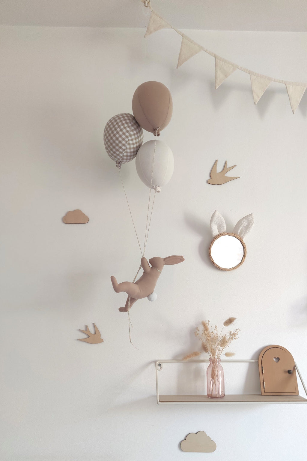 Lapin & ballons - Vichy Beige