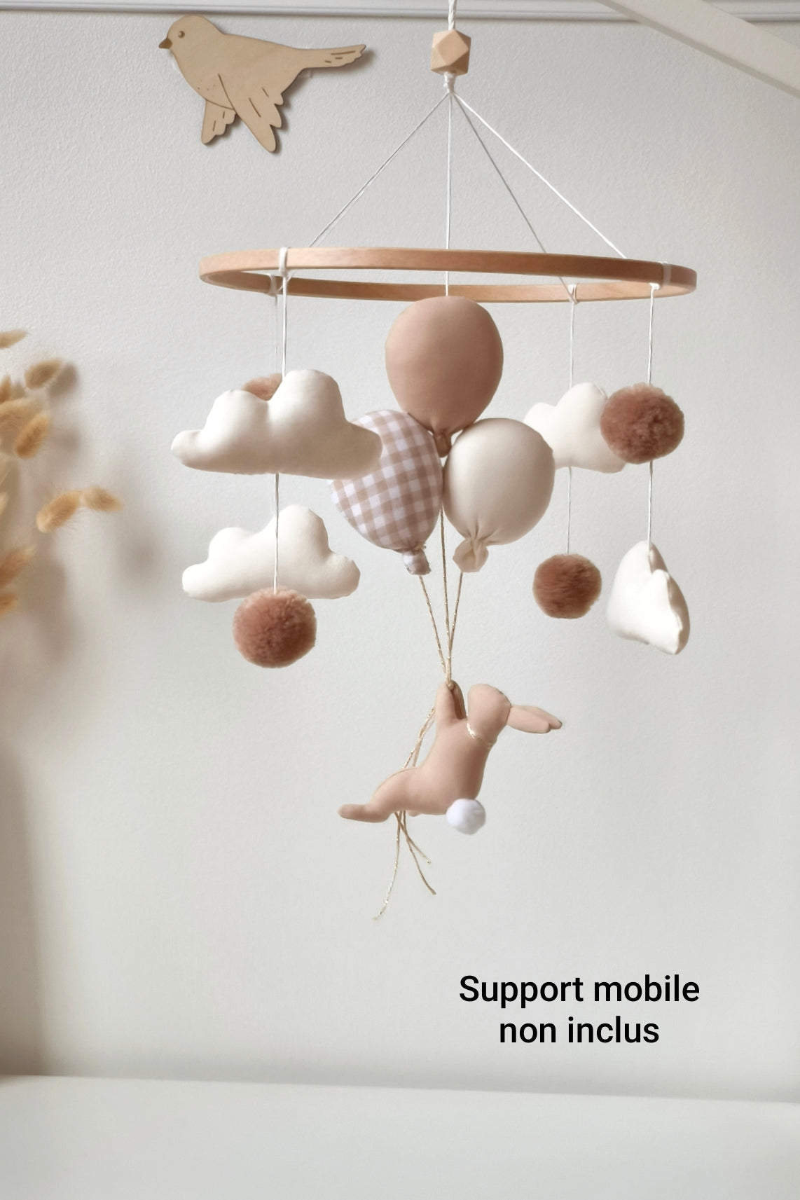 Mobile décoratif Lapin & Ballons - vichy beige