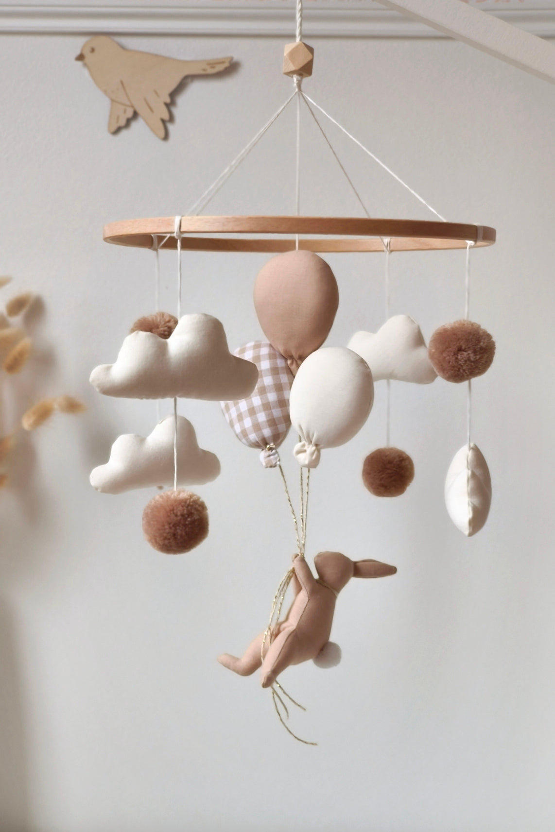Mobile décoratif Lapin & Ballons - vichy beige