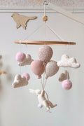 Mobile décoratif Lapin & Ballons - Rose