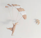 Souris et parachute - Beige & Blanc