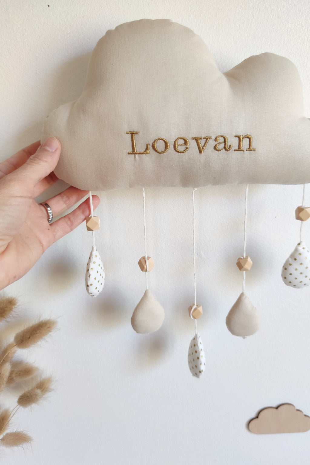 Nuage avec prénom - Beige clair doré