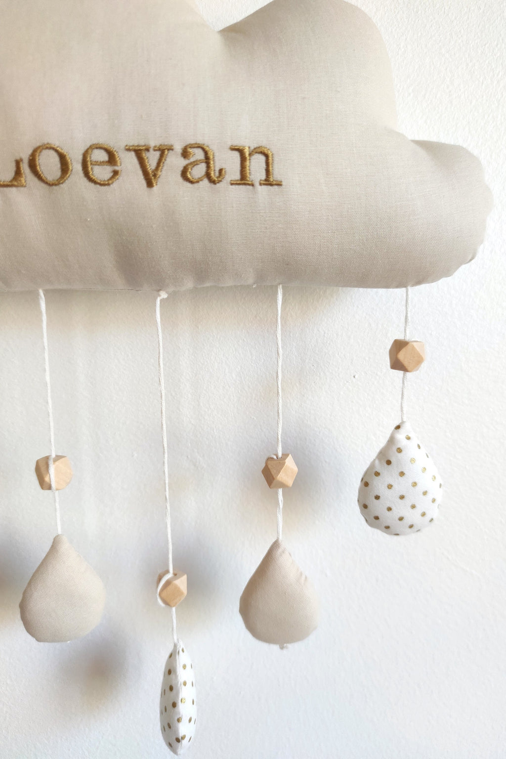 Nuage avec prénom - Beige clair doré