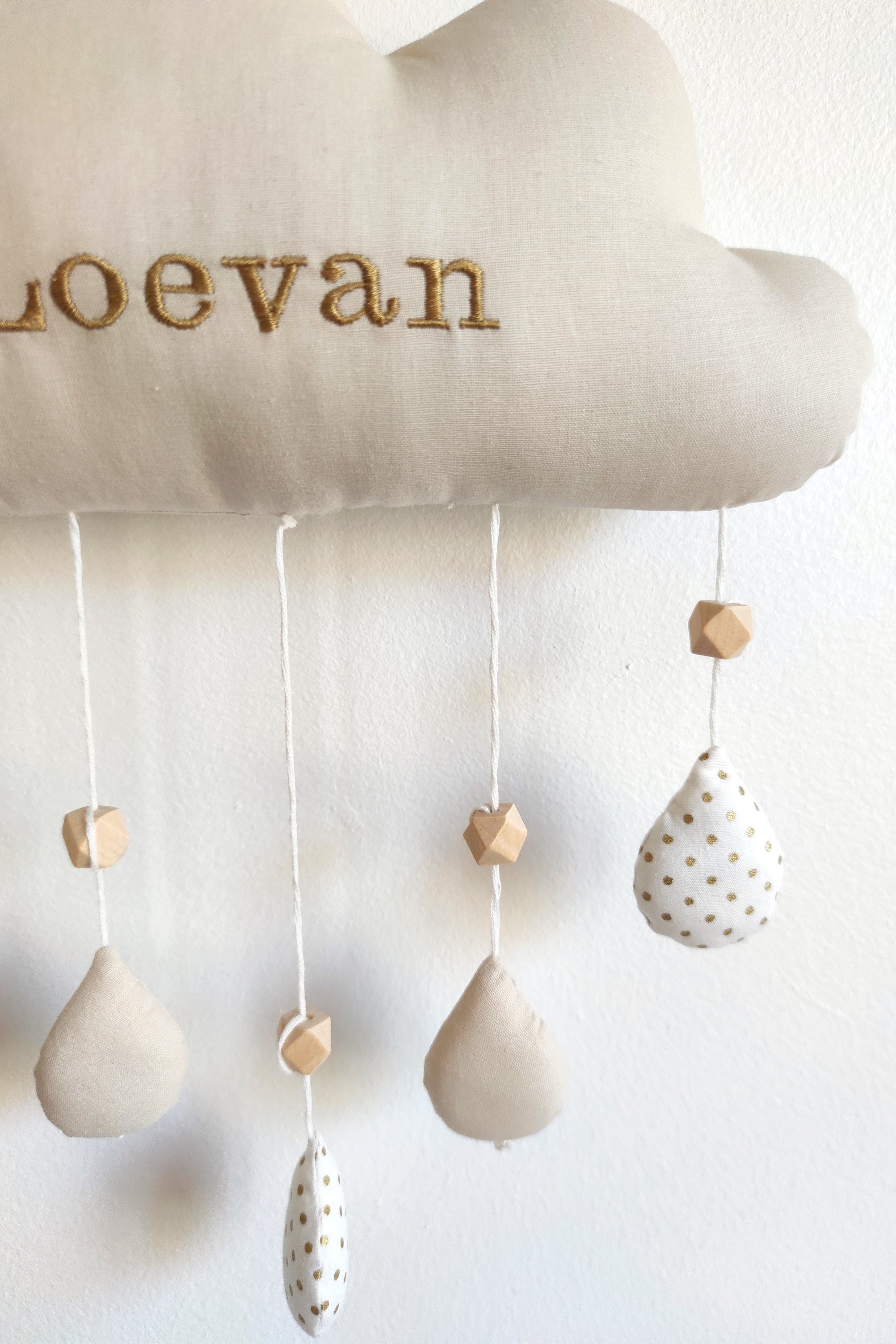 Nuage avec prénom - Beige clair doré