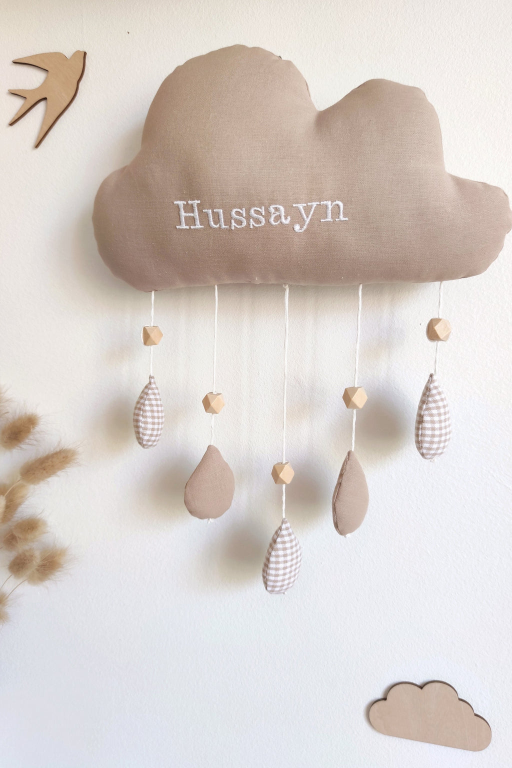Nuage avec prénom - Beige Vichy