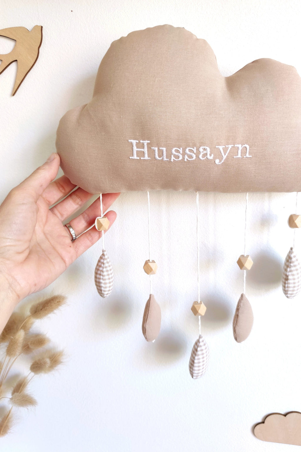 Nuage avec prénom - Beige Vichy
